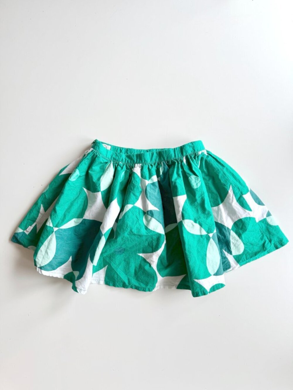 Girls' OKAIDI Green Floral Print 100% Cotton Poplin Full Circle Skirt, Size 8